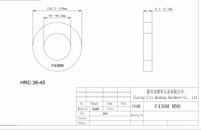 NEGRO métrico del HDG del CINC de las lavadoras de acero templado M90 M64 de ASTM F436M-11 0
