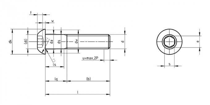 La cabeza del botón del zócalo del hexágono del ISO 7380 atornilla 304 316 de acero inoxidables 0