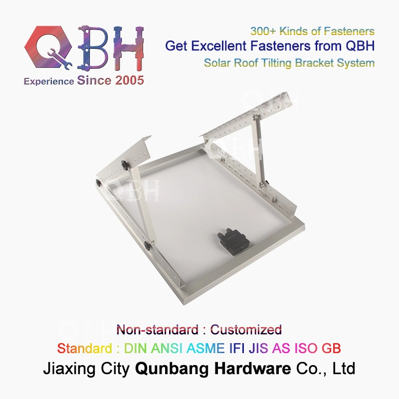 Qbh modificó el soporte inclinable del estante para requisitos particulares de la consola de montaje de la energía que se inclinaba solar de energía de sistema del objeto del tejado industrial comercial civil de la techumbre para el panel fotovoltaico del picovoltio