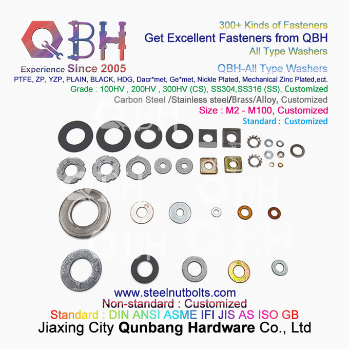 El Todo-tipo primavera plana de QBH DIN125 DIN127 F436 F436M F959 F959M DIN434 DIN436 NFE25-511 afiló la lavadora cuadrada redonda dentada 12