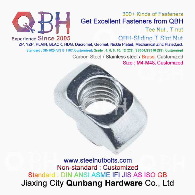 El capítulo de aluminio industrial de 4040 series de QBH estructura el tipo nuez del martillo de T de la T-ranura que resbala T-nueces 0